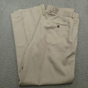 Perry Ellis Mens Dress Pants 38x32 (38x33) Beige‎ Khaki Flat Front